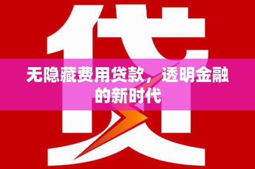 中埔无隐藏费用贷款，透明金融的新时代