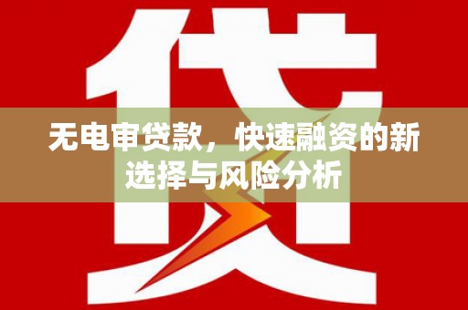 中埔无电审贷款，快速融资的新选择与风险分析