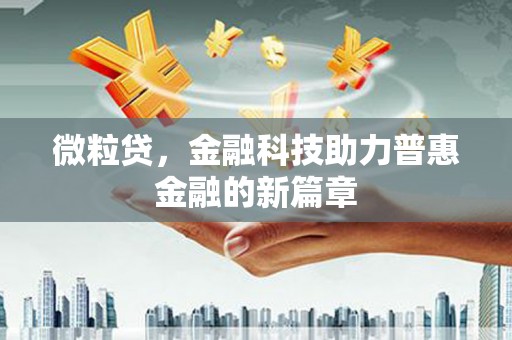 中埔微粒贷，金融科技助力普惠金融的新篇章