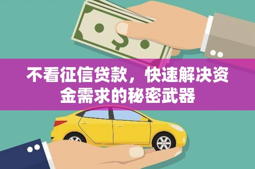 中埔不看征信贷款，快速解决资金需求的秘密武器