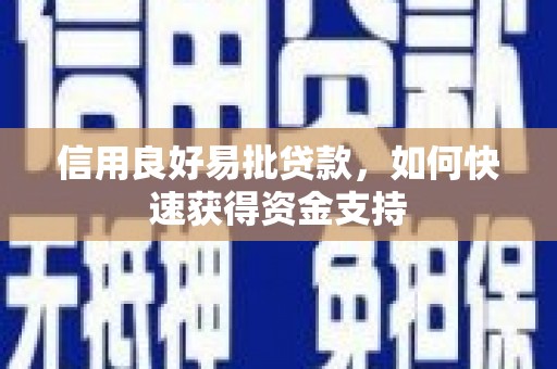 中埔信用良好易批贷款，如何快速获得资金支持