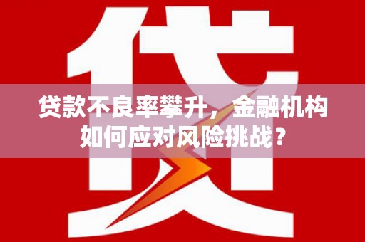 中埔贷款不良率攀升，金融机构如何应对风险挑战？
