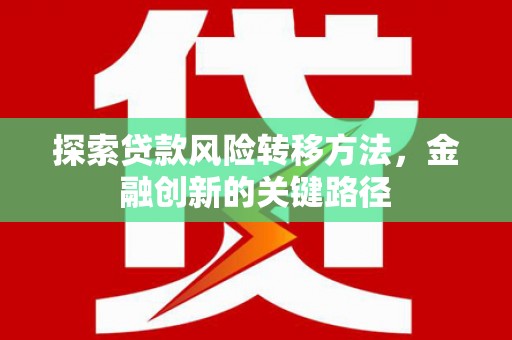 中埔探索贷款风险转移方法，金融创新的关键路径