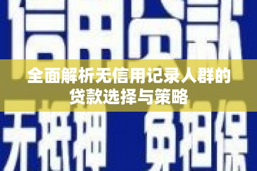 中埔全面解析无信用记录人群的贷款选择与策略